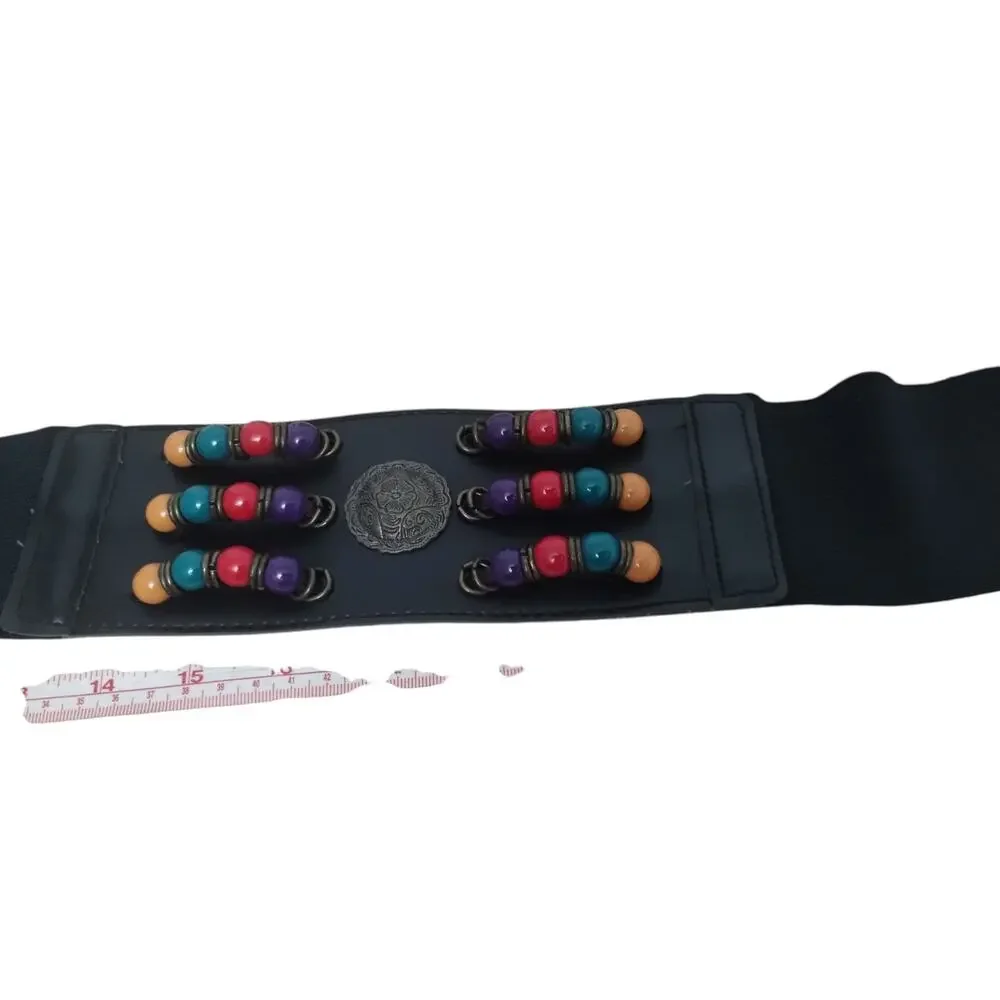 Y2K Vtg‎ Beaded Women's size M/L Stretch Grungecore Boho Cottagecore Concho Belt